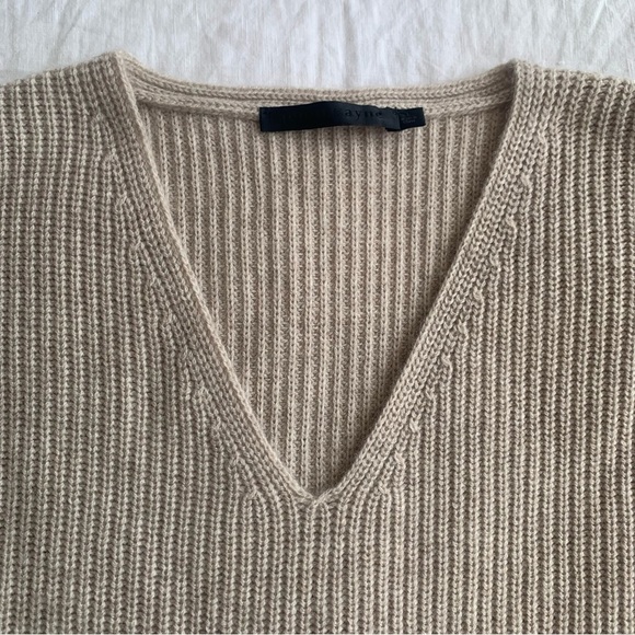 Jenni Kayne Cabin Wool Cashmere V Neck Oversized Knit Sweater Pullover Oatmeal - Picture 8 of 12
